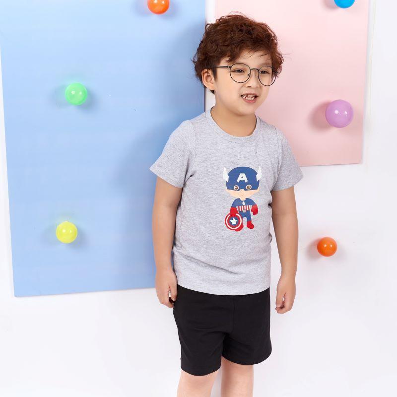 <11-33kg-Size 2-8 tuổi> Đồ bộ ngắn tay quần áo thun cotton mặc nhà mùa hè cho bé trai Unifriend