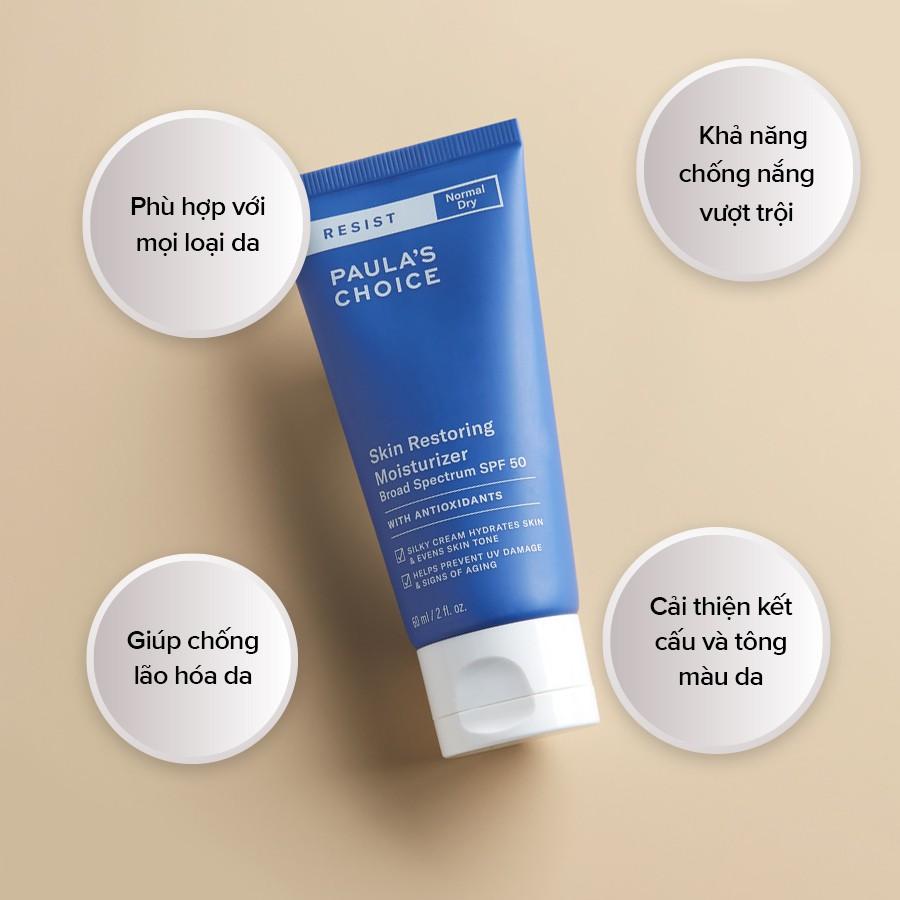 Kem chống nắng phổ rộng cho da khô lão hóa Paula's Choice Resist Skin Restoring Moisturizer SPF 50 (Mã 7970)