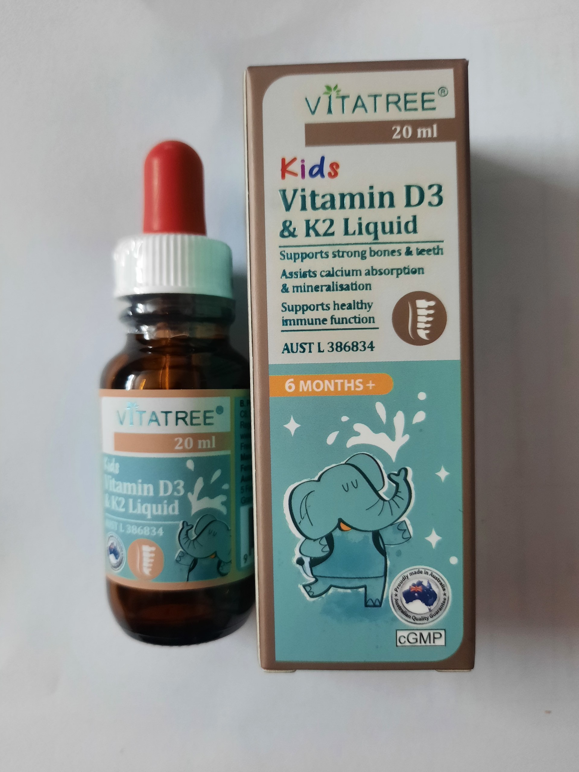 VITATREE Kids Vitamin D3 & K2 Liquid - Lọ 20ml, nhập khẩu Úc