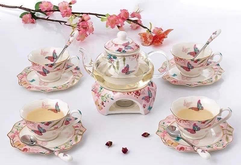 Bộ ấm trà sứ xương Châu Âu Floris Hàng chính hãng
