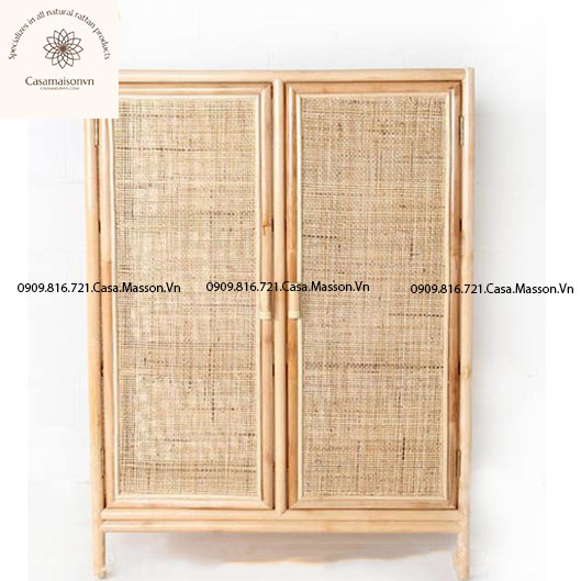 TỦ MÂY 2 CÁNH MÂY TỰ NHIÊN - DECOR HOME- VINTAGE- NATURE RATTAN