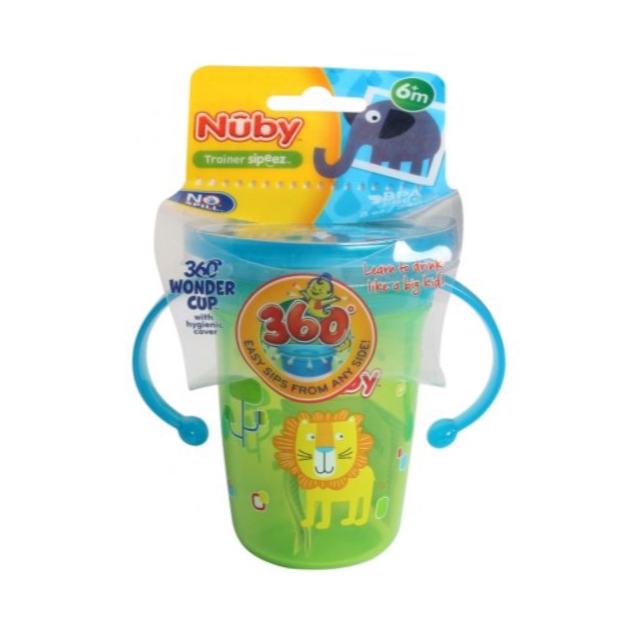 [ 10410-Nuby ] Ca tập uống nước 360 độ chống tràn, loại 2 tay cầm, 240ml