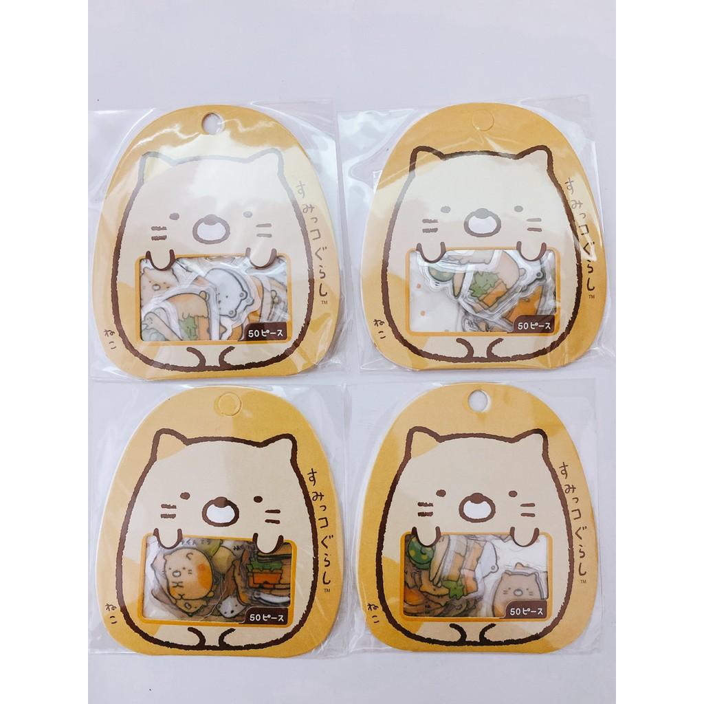 Bộ 50 miếng sticker Kawai hình , mèo, gấu, gà, cừu