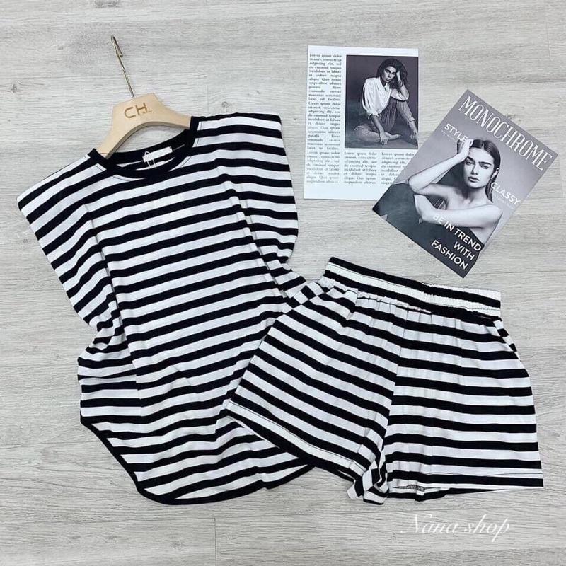 Sét bộ Áo kẻ ngang