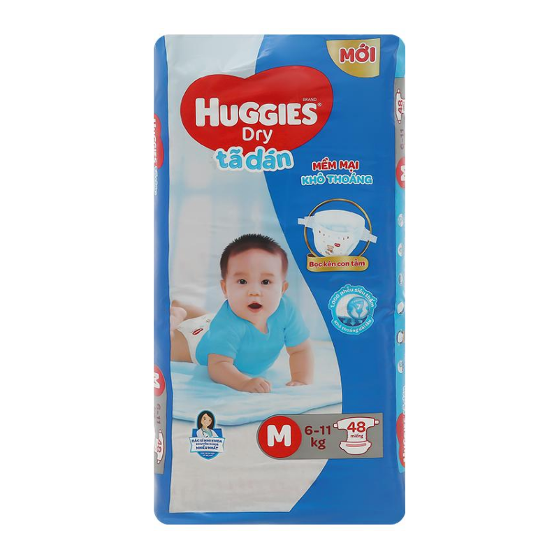 Tã dán Huggies Dry size M 48 miếng (cho bé 6 - 11kg)