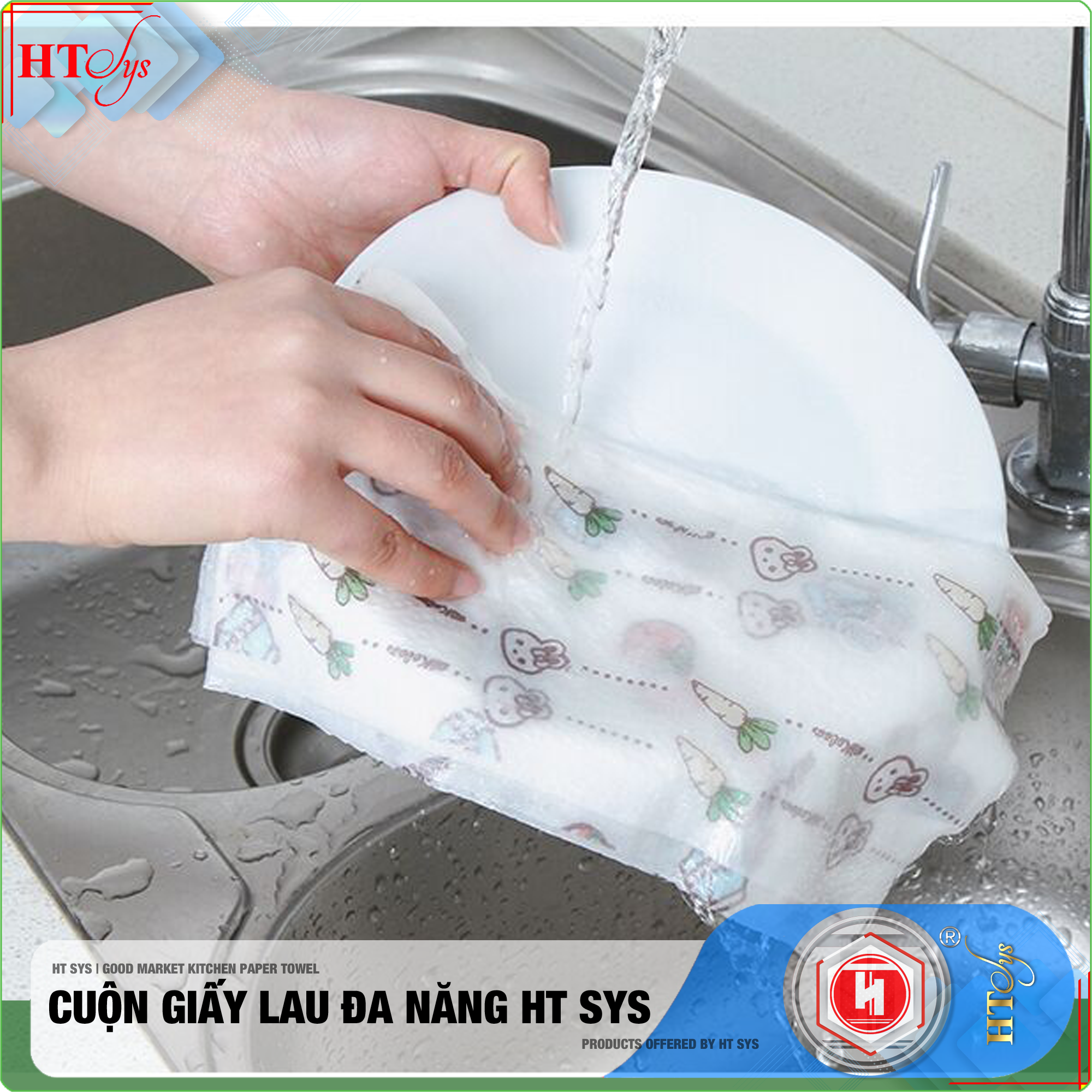 Cuộn khăn giấy 50 tờ lau  đa năng - Chất liệu Rayon an toàn - Lau gọn nhà bếp, phòng khách - Vệ sinh cá nhân - Màu trắng hoạ tiết ngẫu nhiên - Hàng Chính Hãng