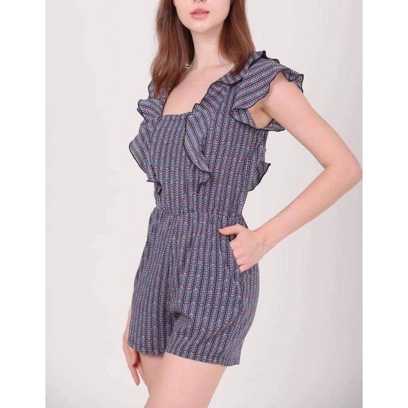 Jumpsuit Timming sọc màu