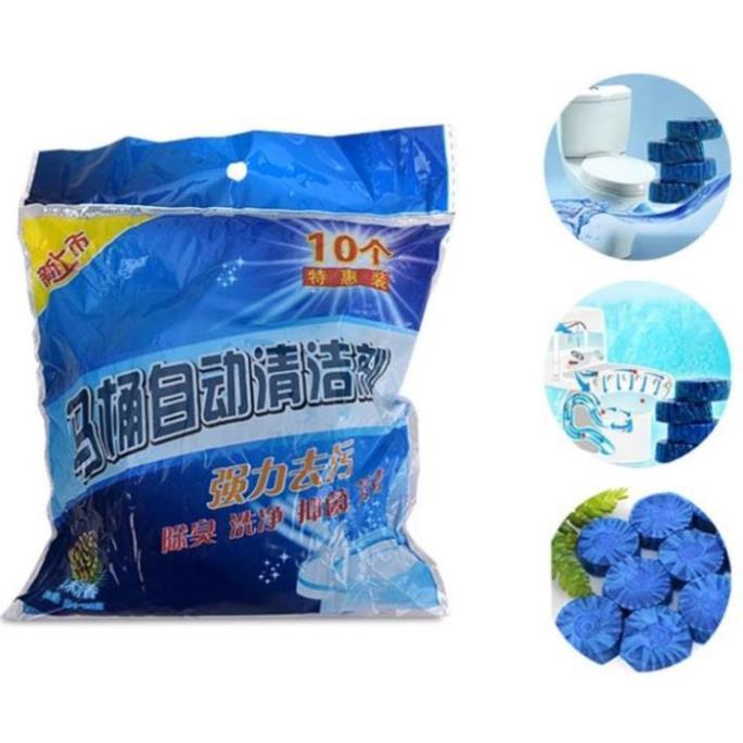 Combo 10 viên tẩy bồn cầu tẩy bồn cầu khử mùi Hàn Quốc, viên thả bồn cầu gói 10 cục - binhome