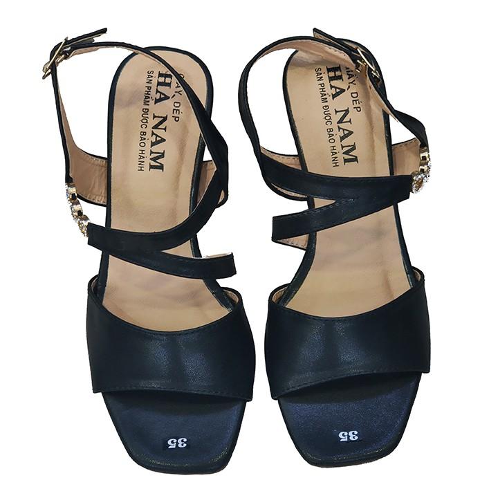 Giày Sandals Nữ Cao Gót TiTi ĐÔ Da Bò Cao Cấp 7cm DNU2063c