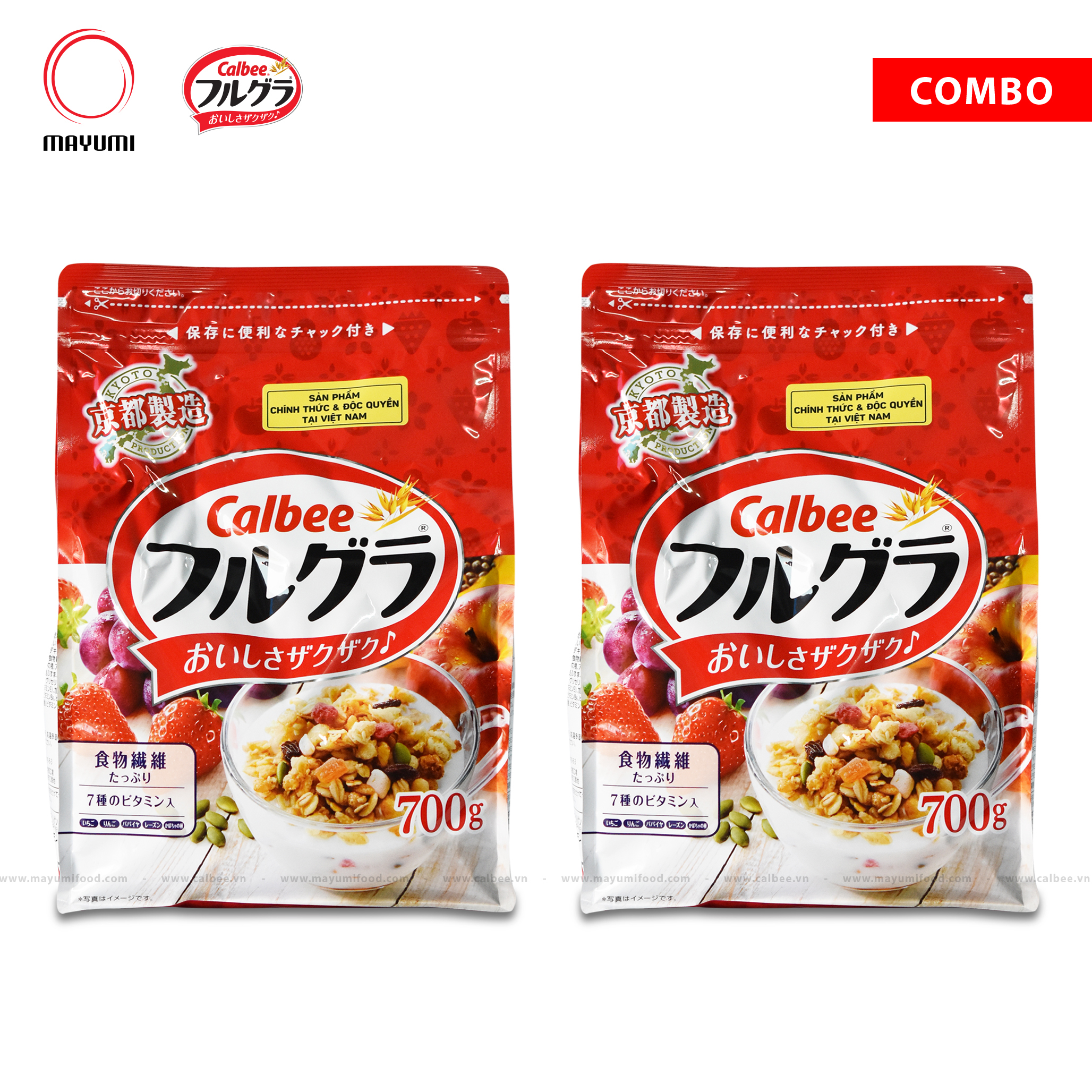 Combo 02 gói 700gr Ngũ cốc trái cây Calbee Nhật Bản