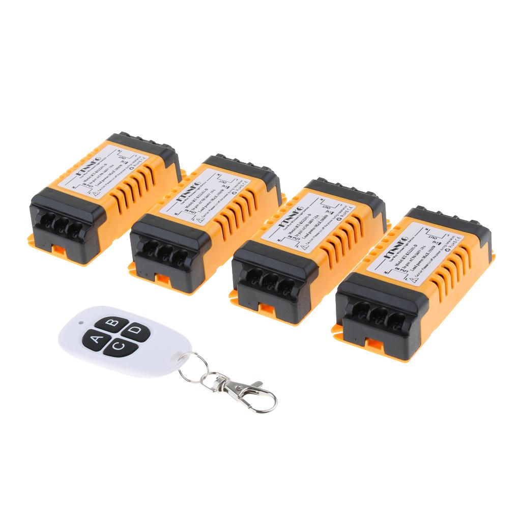 Lamp Relay Switch Wireless RF Remote Control Switch, 4 Receivers, AC 90-260V