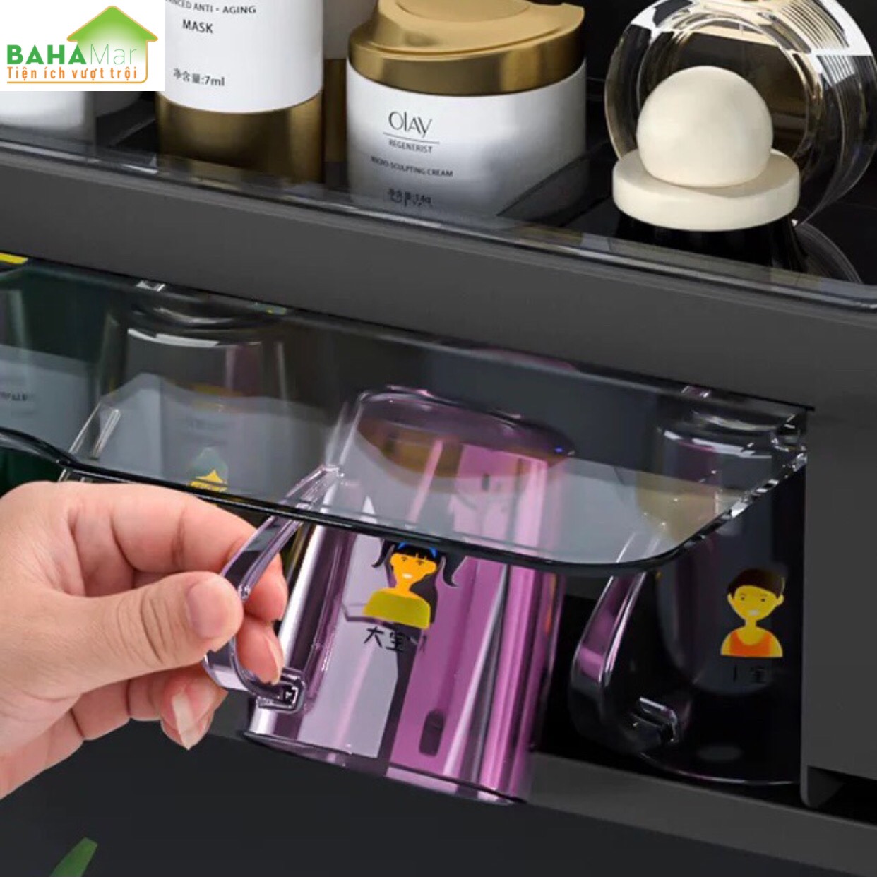 KỆ BÀN CHẢI ĐÁNH RĂNG - BỘ 4 CỐC ĐÁNH RĂNG RIÊNG TỪNG NGƯỜI "BAHAMAR"