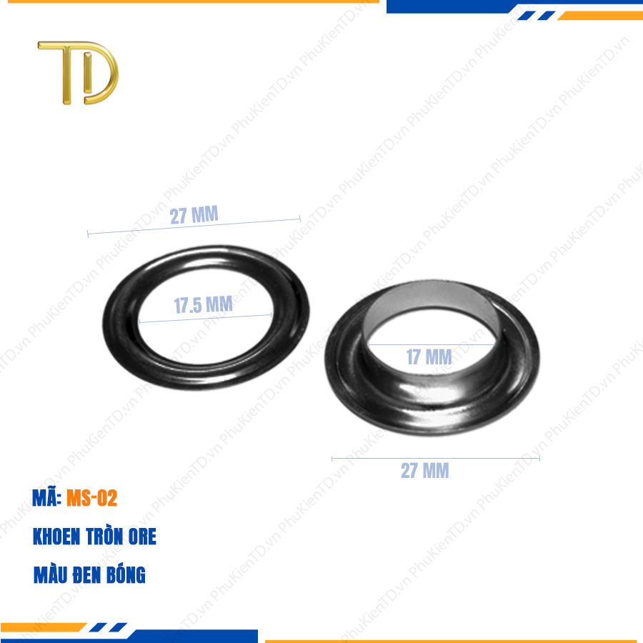 Khoen ore mắt cáo, Khoen mắt cáo ore, Vòng khoen túi xách 27mm công nghệ mạ điện độ bền 5-8 năm