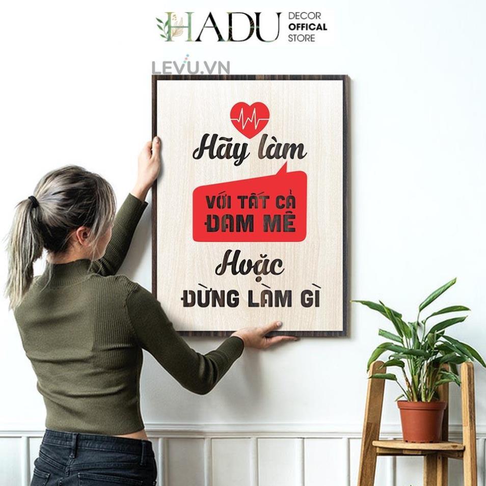 Tranh slogan gỗ treo tường tạo động lực khắc laser khẩu hiệu công ty doanh nghiệp 40x55cm - HaduDecor