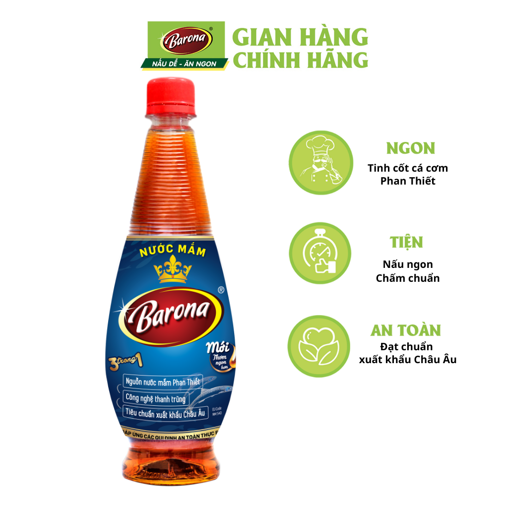 Nước Mắm Barona 12 Độ Đạm - 750ml, Combo 5 chai