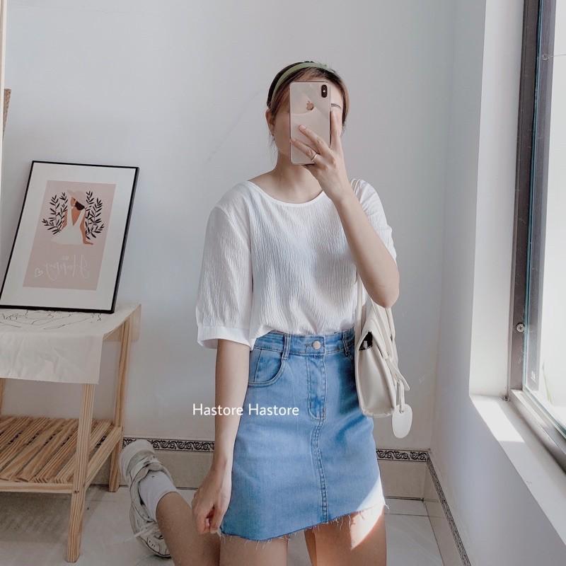 Sơ mi thắt nơ sau lưng chất trượt nhẹ
