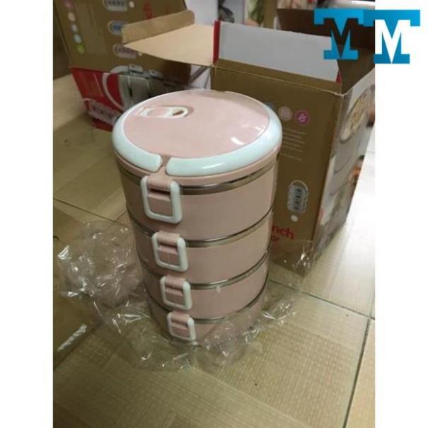 - Cặp Lồng Giữ Nhiệt Lúa Mạch 4 Tầng Ruột Inox Siêu Tiện Dụng 15 x 6 x 25 cm