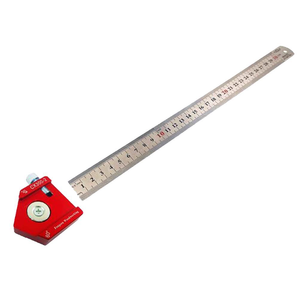 Woodworking Scriber Ruler Line Gauge Ruler 90° 45° 60° Angle Square Ruler