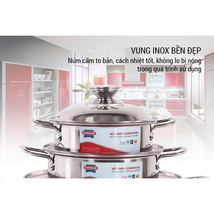 Bộ 3 Nồi Inox Cao Cấp SH224 Bền Bỉ, Dùng Cho Mọi Loại Bếp