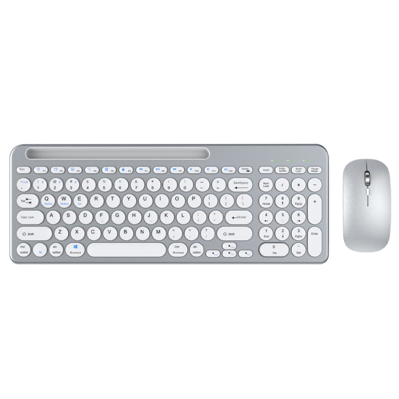 Bộ Bàn phím chuột không dây W709 có khe để điện thoại , máy tính bảng - kết nối bluetooth 5.0 + Usb 2.4g Pin sạc TypeC hàng nhập khẩu