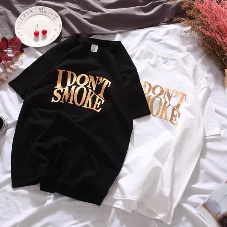 - Áo Thun Nam Nữ In Nhũ Vàng Smoke