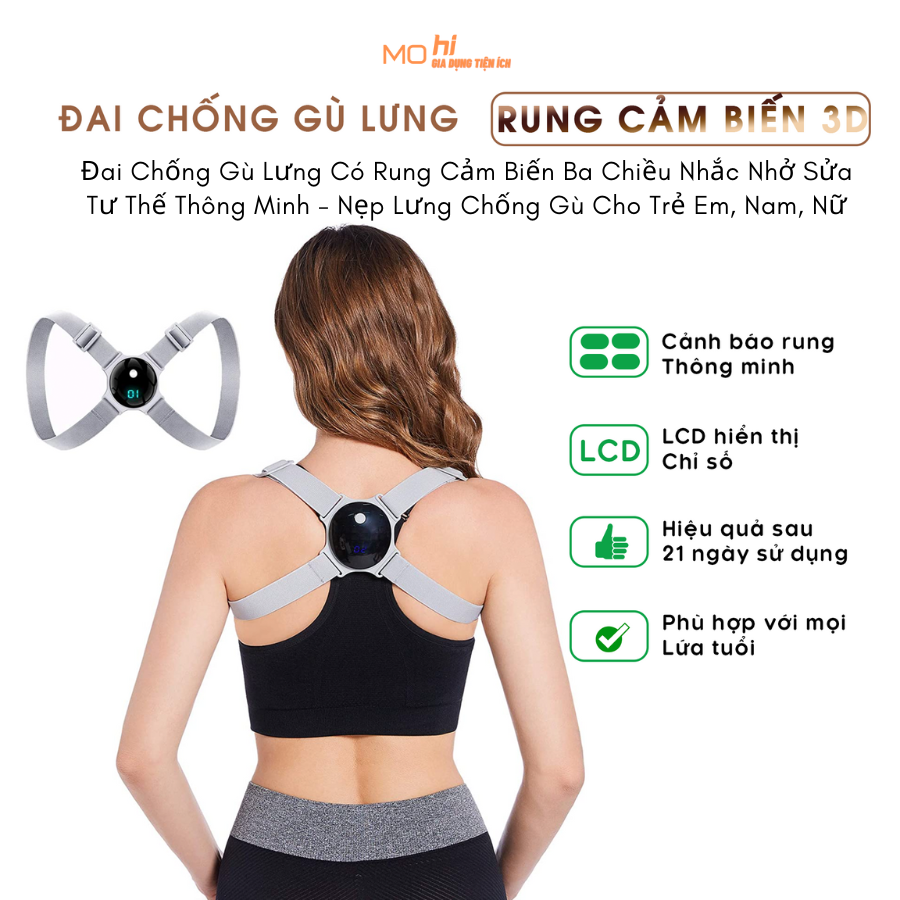 Đai Chống Gù Lưng Có Rung Cảm Biến Ba Chiều Nhắc Nhở Sửa Tư Thế Thông Minh - Nẹp Lưng Chống Gù Cho Trẻ Em và người lớn