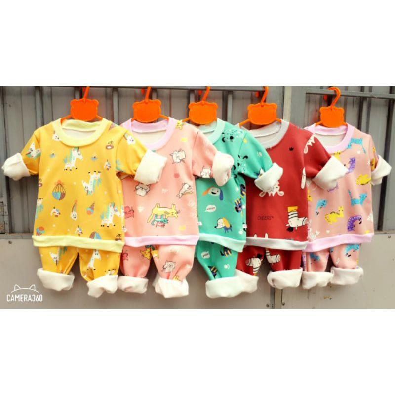 Combo 5 bộ nỉ lông cổ tròn cho bé