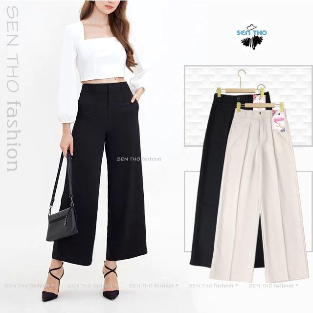Quần Suông Nữ Công Sở Ống Rộng, Quần Culottes Có Khóa Kéo Siêu Xinh Mặc Chân Dài Miên Man Chất Vải Dày Dặn