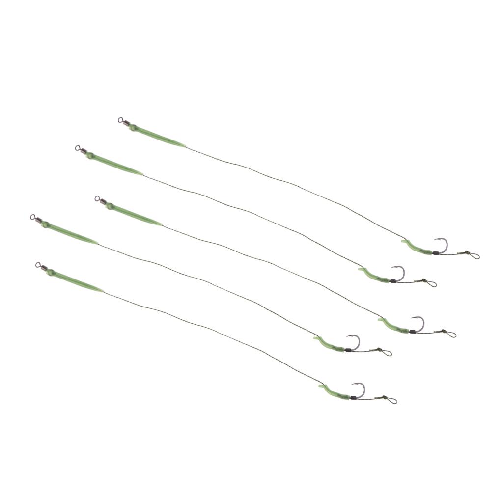 5Pieces Carp Fishing Hook Link Braided Line Hair Rigs Terminal Tackle 8#