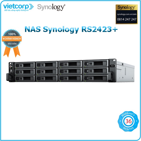 Thiết bị lưu trữ NAS Synology RS2423+ - Hàng Chính Hãng