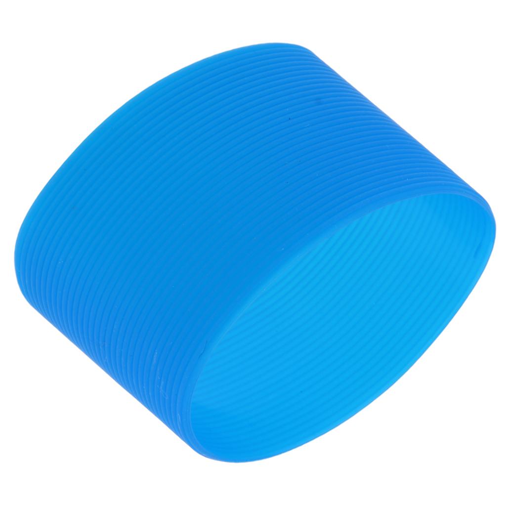 2xOutdoor Silicone Round Non-slip Water Bottle Mug Cup Sleeve Cover Dark blue