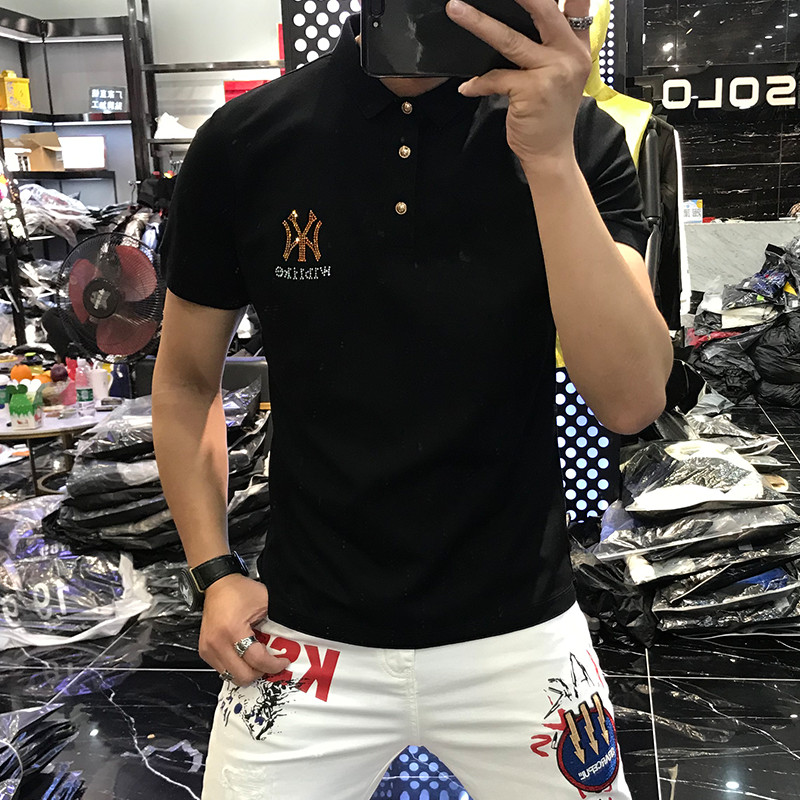 Áo phông, áo thun Nam Polo cổ bẻ đính hạt sang trọng dáng ôm body chất liệu vải thun Cotton cao cấp co giãn nhẹ dễ phối đồ hợp với xu hướng thời trang - Mẫu HOT