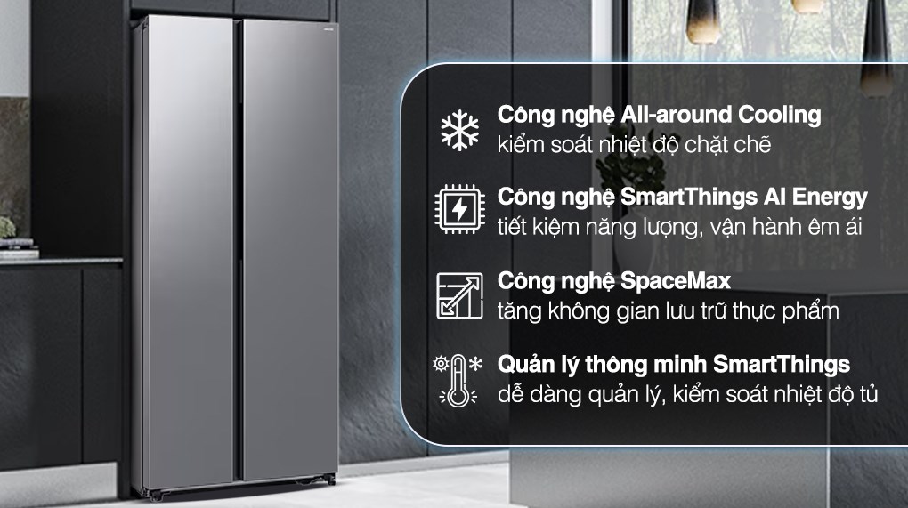 Tủ lạnh Samsung RS57DG400EM9SV Side By Side Inverter 583 lít hàng chính hãng