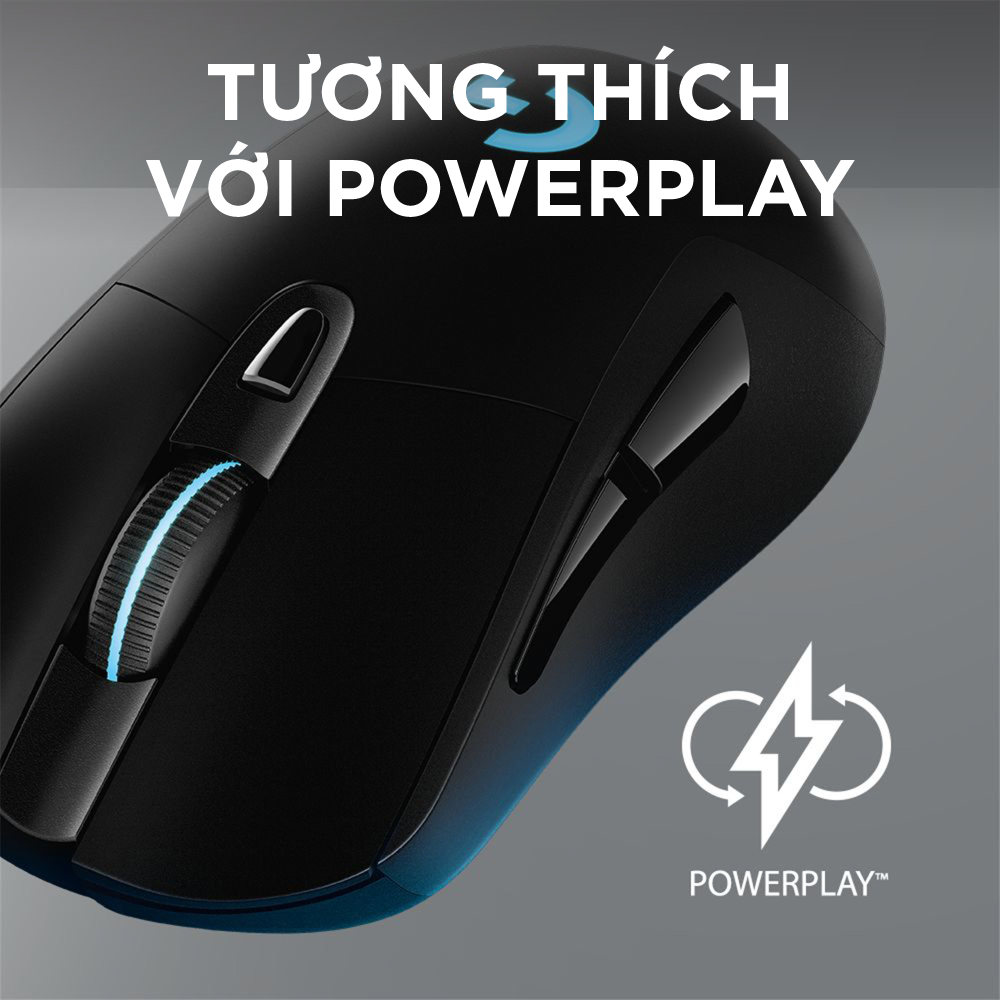 Chuột game không dây Lightspeed RGB Logitech G703 - Cảm biến Hero 25k, tương thích PowerPlay, nhẹ 95g+10g cân tùy chỉnh, pin 60h, PC/Mac -Hàng Chính Hãng