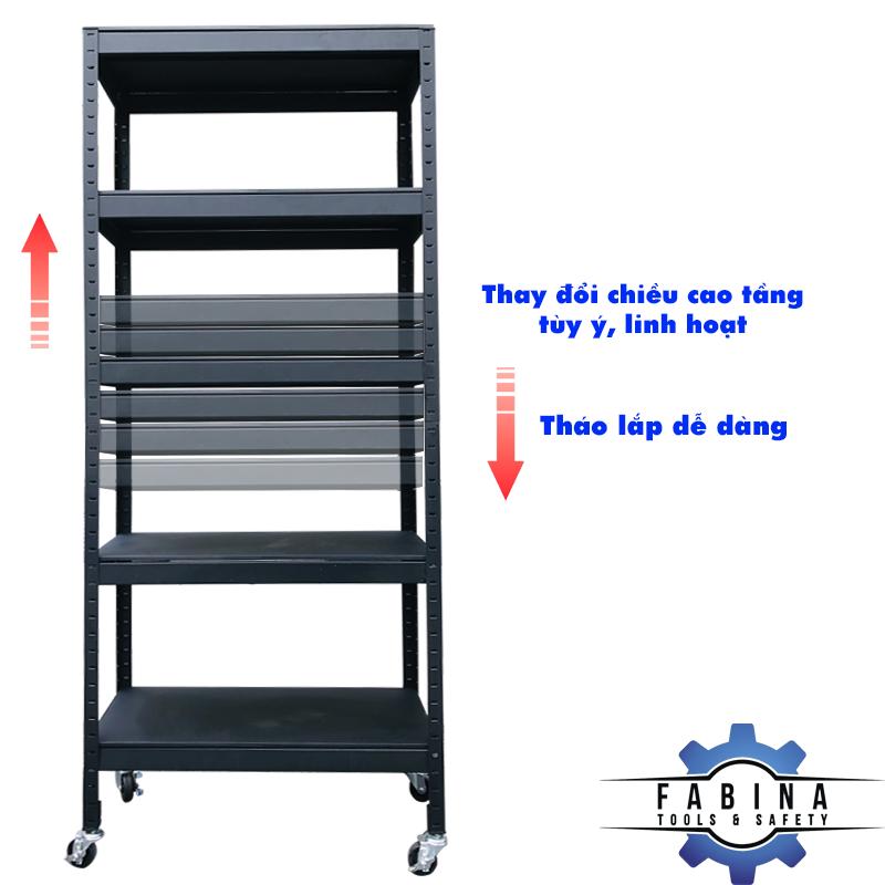 Kệ có bánh xe 5 tầng đa năng 81cm màu đen