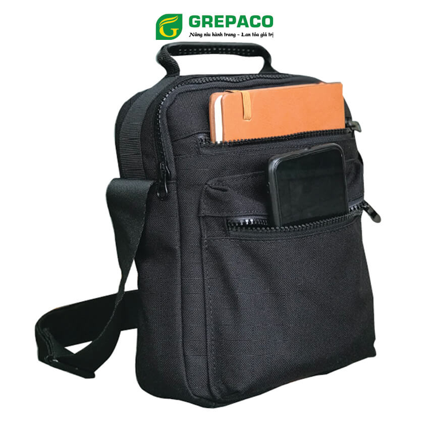 Túi Đeo Chéo Grepaco Nam Nữ Unisex Vải Bố Canvas Thời Trang Hàn Quốc Đa Năng Đựng Điện Thoại Máy Tính Bảng Mini Chống Thấm Xước Nhiều Ngăn Khóa Kéo YKK, Phù Hợp Nhiều Kiểu Xách Đeo Khác Nhau - Hàng Chính Hãng