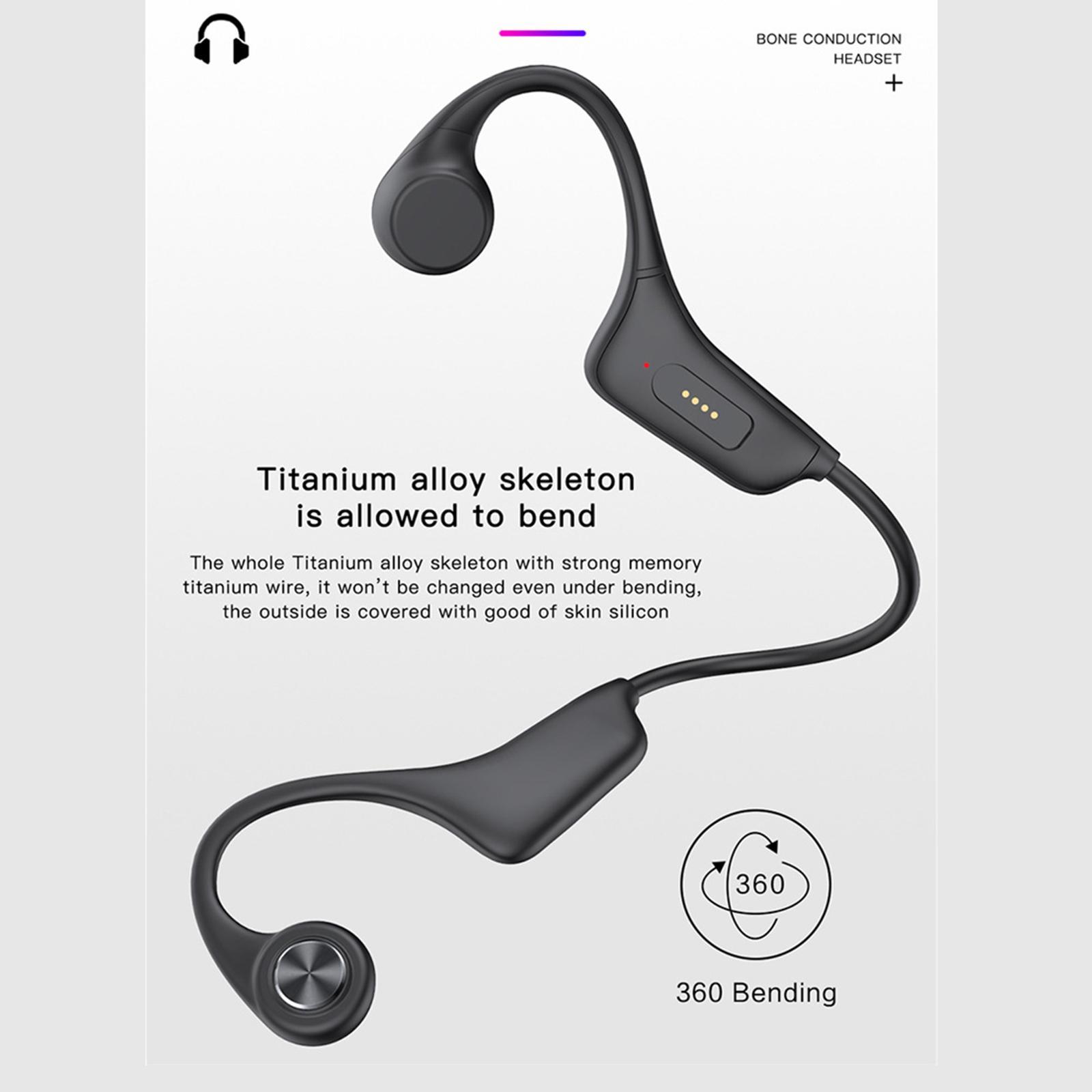 Bone Conduction Headphones Bluetooth 5.0 Wireless Open-Ear Headset Earphones IPX6 Waterproof Sweat-Proof