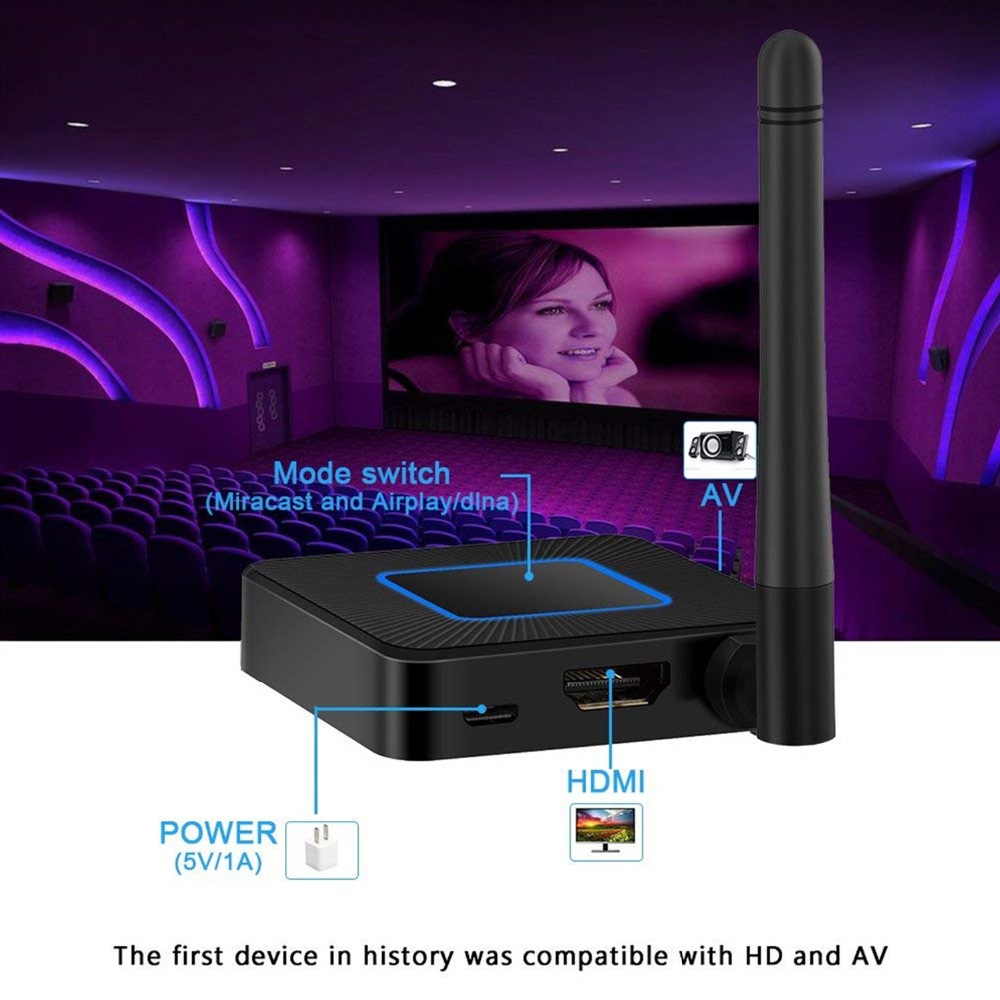Thiết Bị Wifi Display Q4 Hỗ Trợ Truyền Hình Ảnh, Video Từ Điện Thoại Ra TV, Máy Chiếu Cổng HDMI và AV Full HD 1080p Chuẩn 2.4GHz
