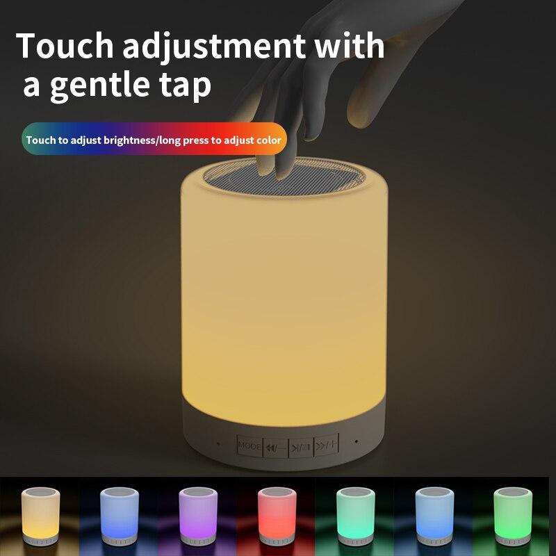 Người chơi không dây Bluetooth di động không dây Touch Pat nhẹ đèn LED đầy màu sắc Đèn giường ngủ Đèn bàn ngủ để ngủ ngon hơn: Trắng
