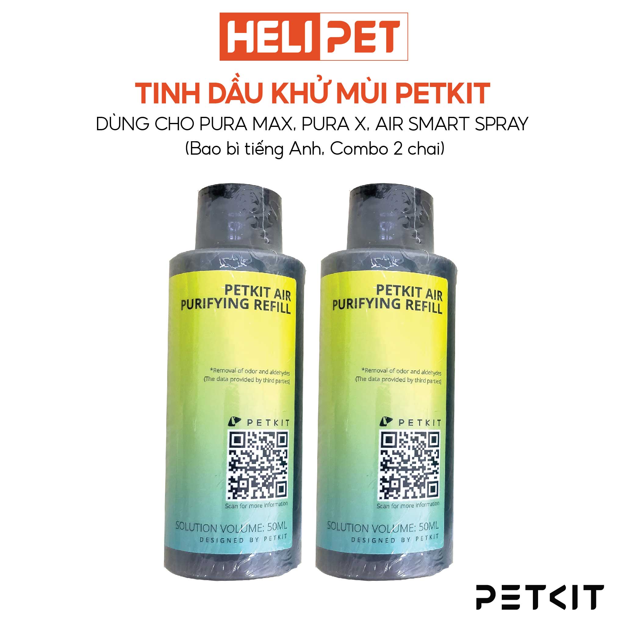 COMBO 2 Chai Dung Dịch Khử Mùi Dùng Cho Máy Vệ Sinh Cho Mèo Petkit Pura Max- HeliPet