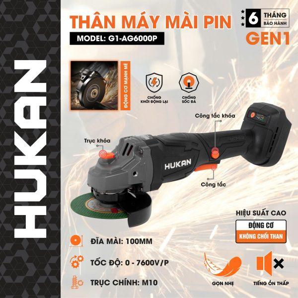 THÂN MÁY MÀI PIN 100MM BODY G1-AG6000P HUKAN -HÀNG CHÍNH HÃNG