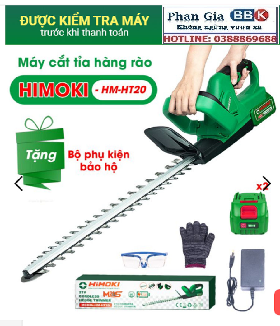 Máy Cắt Tỉa Hàng Rào Cắt Cây Cảnh HIMOKI Chính Hãng - Động Cơ Lõi Đồng 100% - Chân Pin Phổ Thông 4cm