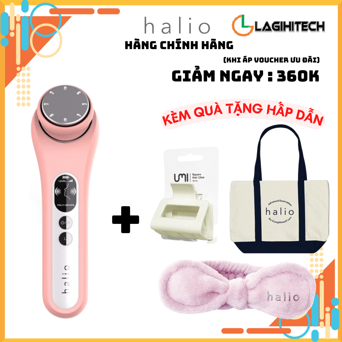 Máy Đẩy Tinh Chất Halio Ion Hot & Cool Beauty Device Nâng Cơ Mặt - Màu Coral