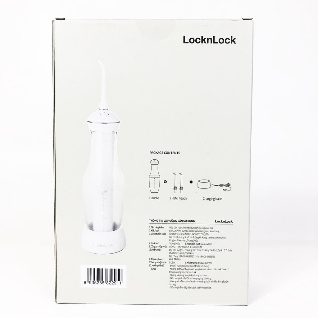 Máy tăm nước không dây Lock&amp;Lock ENR126WHT - Hàng chính hãng, dung tích 280ml, làm sạch lỗ siêu nhỏ 0,6mm - Hapos