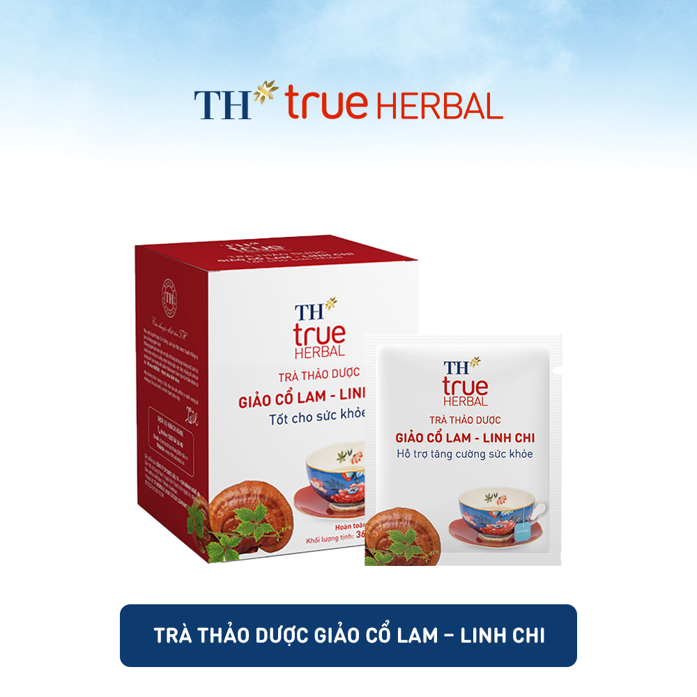 Bộ 4 hộp Trà Giảo cổ lam – Linh chi, Trà Nhân Trần – Cúc Hoa, Trà Lạc tiên – Tâm Sen, và Trà Tía tô – Gừng TH true HERBAL (80 gói)