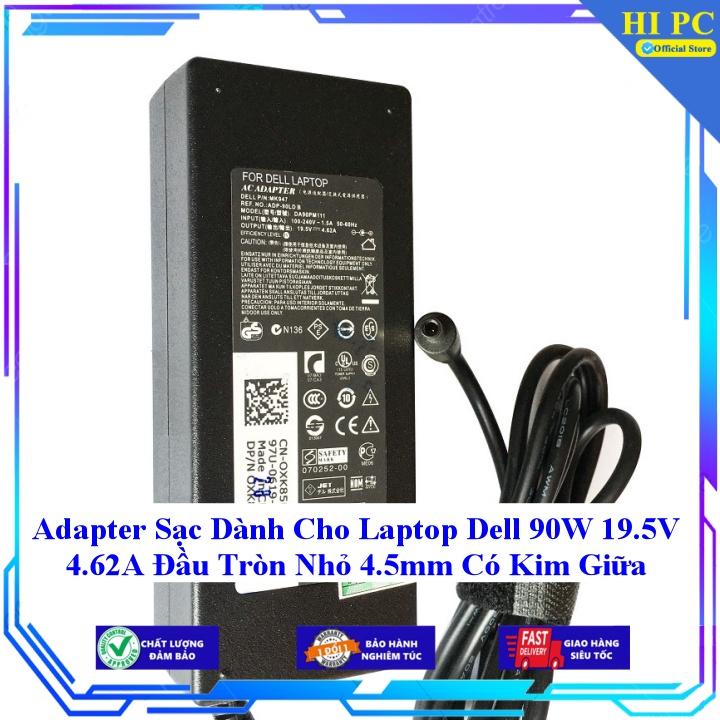 Hình ảnh Sạc Dành Cho Laptop Dell 90W 19.5V 4.62A Đầu Tròn Nhỏ 4.5mm Có Kim Giữa - Kèm Dây nguồn - Hàng Nhập Khẩu