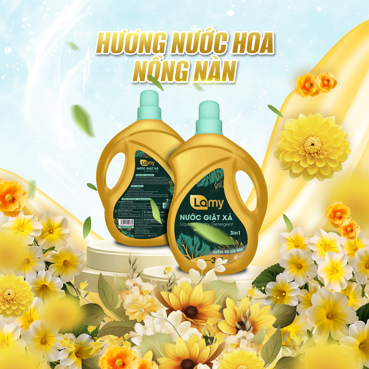 Combo 02 can nước giặt xả 3in1 Ecowipes 7kg hương nước hoa thơm lâu giúp làm mềm vải