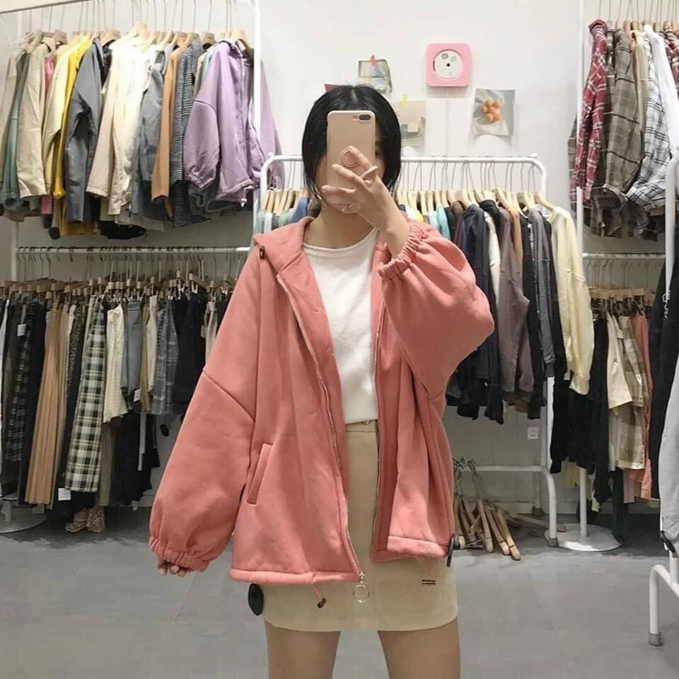 Áo khoác nỉ Hoodie Dây Kéo KHÓA TRÒN Ulzzang form rộng Unisex bông 2 lớp Guvia