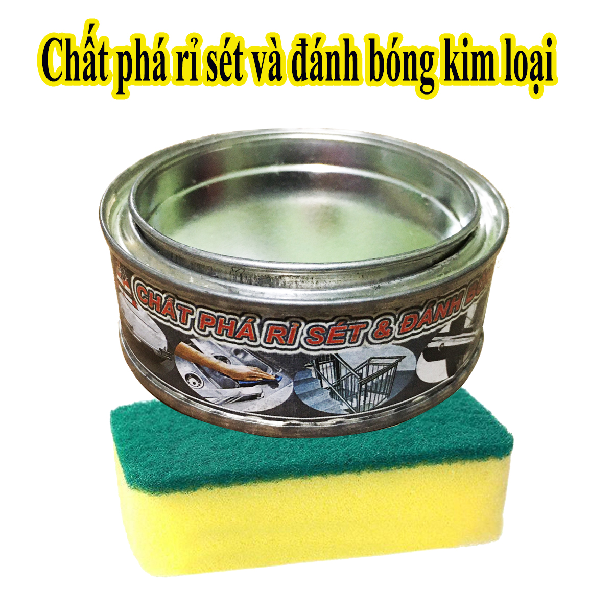 Combo 2 Hộp Tẩy Rỉ Sét Và Đánh Bóng Kim Loại - Tặng 1 Miếng Bọt Biển Xanh Vàng