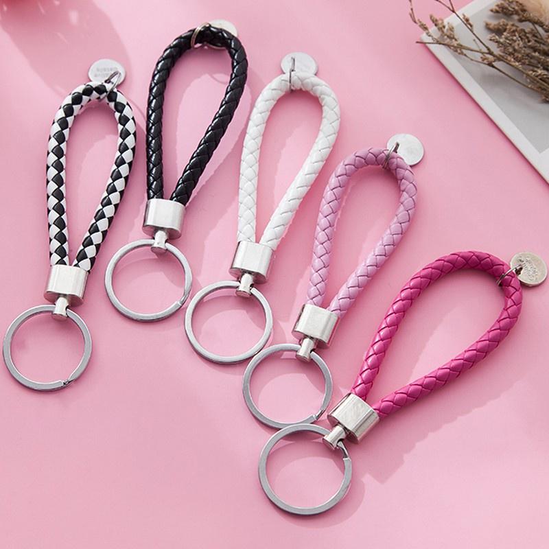 Móc khóa da nhỏ có vòng gắn trang trí túi xách xinh xắn
